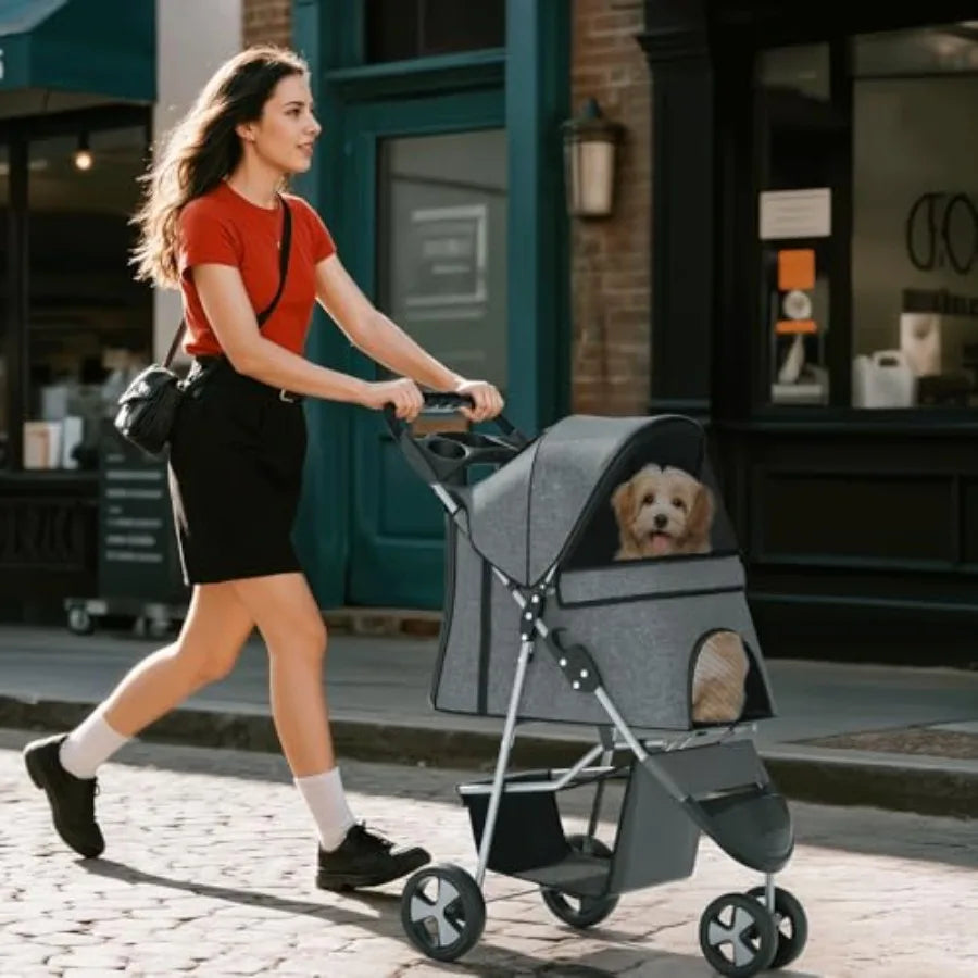 Pet Stroller for Small Dogs 10 lbs, Dog Stroller for Medium Dogs 30 lbs, Cat Strollers for 2 Cats, 3 Wheels Foldable Jogger Pup