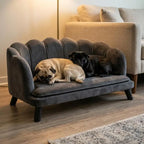 PawHut Pearl Design Pet Sofa with Solid Wood Legs (Charcoal Gray)