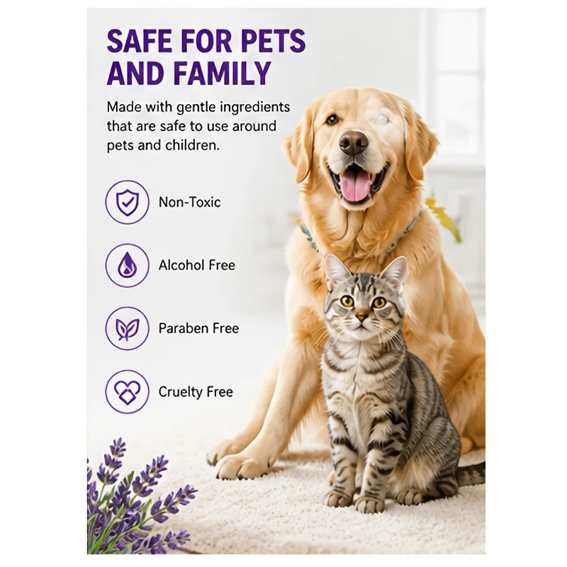 Pet Urine Odor Remover Spray, Efficient Stubborn Smell Eliminator, Pet Safe Deodorizer, Fast Drying No Residue Formula, Gentle D