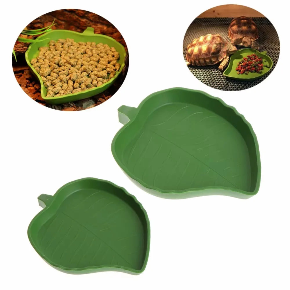 Reptiles Feeder Plastic Leaf Shape Reptile aquarium feeding basin Turtle habitat accessories water tray Small pet feeder Pet Sup