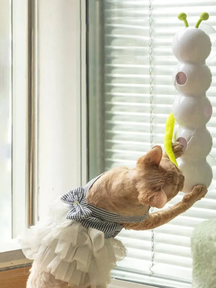Motion-Activated Caterpillar Cat Toy with Tail — Automatic Interactive Teaser for Bored Indoor Cats