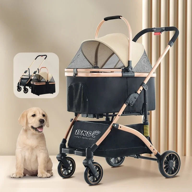 Detachable Basket Pet Stroller Large Space and Comfortable Dog Stroller Easy Folding Pet Stroller Portable Pet Handbag