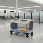 Feline Rolling Suitcase Telescopic Handle Pet Rolling Suitcase Multi-Feline Carrier Breathable Mesh Pet Carrier with Wheels