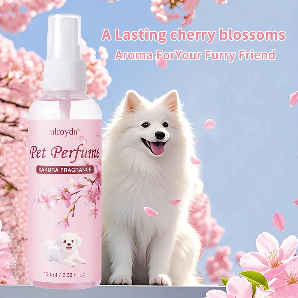 Cherry Blossom Dog Perfume Spray for All Breeds - Long Lasting Fragrance Gentle Moisturizing Coat Care 100ml Portable Size