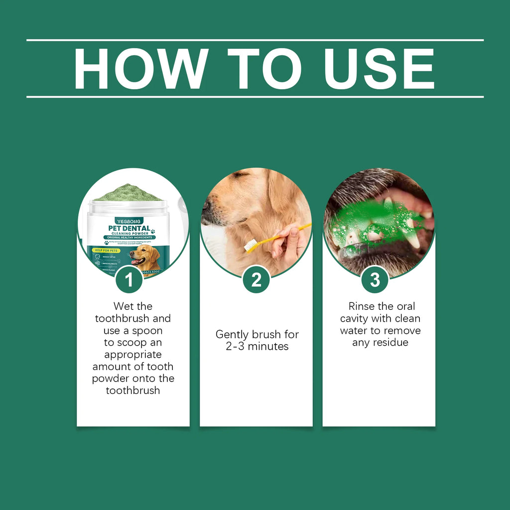100g Pet Teeth Cleaning Powder for Dog Reduces Tartar Calculus Protect Dog Oral Gum Health Freshen Breath Dog Cleaning Powder