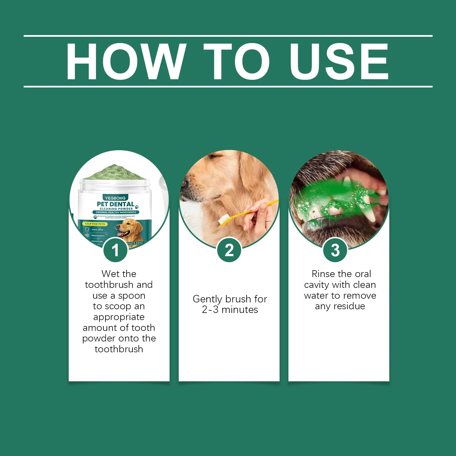 100g Pet Teeth Cleaning Powder for Dog Reduces Tartar Calculus Protect Dog Oral Gum Health Freshen Breath Dog Cleaning Powder