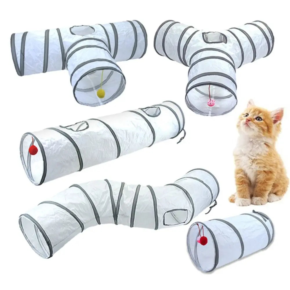 Foldable Polyester Cat Tunnel Tube — Portable Breathable Interactive Play Nest for Cats & Small Pets