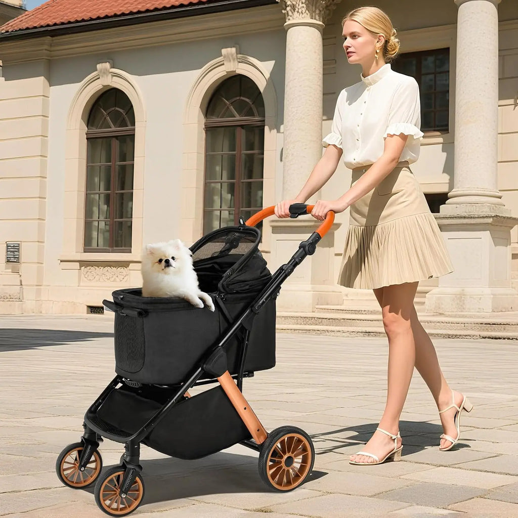 All-Terrain Pet Travel, Gray, Aluminum and Carbon Steel Frame, Adjustable Handle, Sun Shades and Shock Absorbers