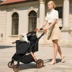 All-Terrain Pet Travel, Gray, Aluminum and Carbon Steel Frame, Adjustable Handle, Sun Shades and Shock Absorbers