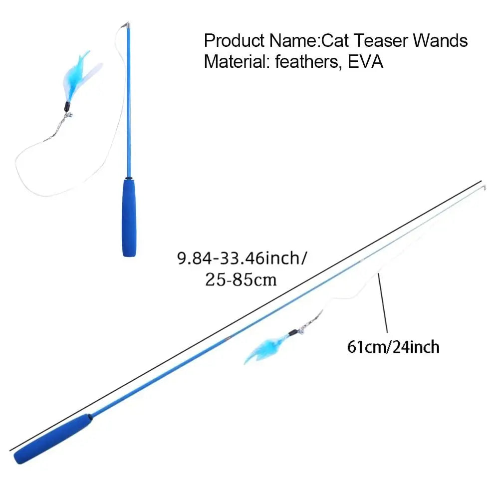 3-Section Telescopic Cat Teaser Wand — Durable Interactive Fishing Pole Stick for Cats