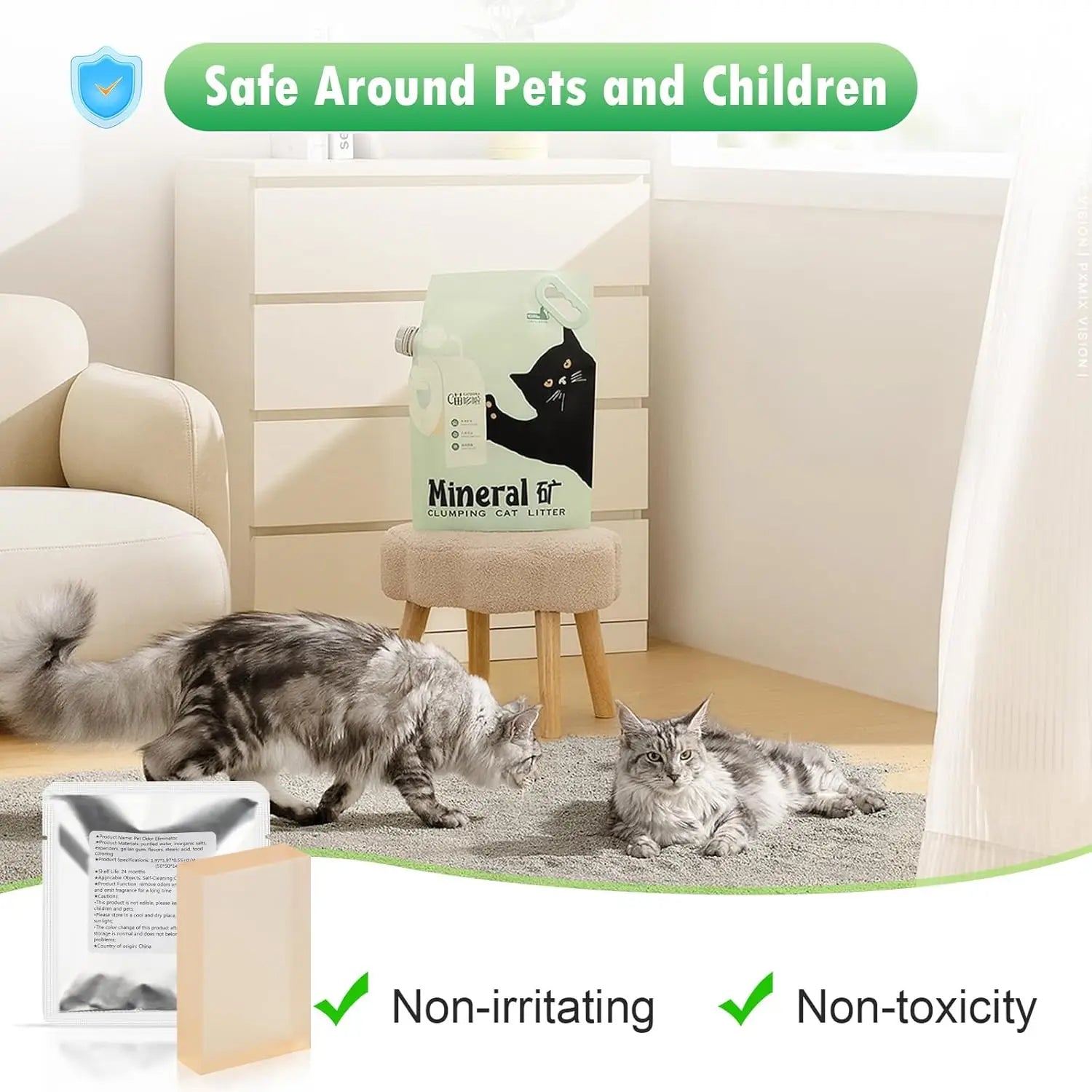 Pet Odor Eliminator: 6-Pack Floral Scent Gel for Meowant Self-Cleaning Litter Boxes - Long-Lasting Neutralizer and Effortless