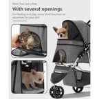 OS MOTOR Pet Stroller with 3 Wheels for Small/Medium Pets, Portable Travel Foldable Carrier Jogger for Dog Cat Puppy Kitty, Rea