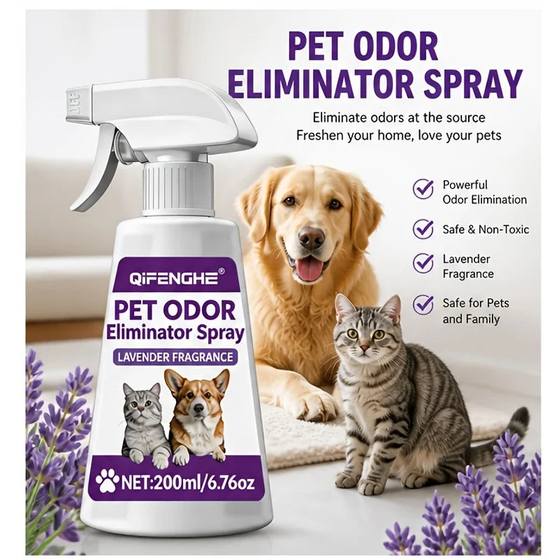 Pet Urine Odor Remover Spray, Efficient Stubborn Smell Eliminator, Pet Safe Deodorizer, Fast Drying No Residue Formula, Gentle D