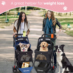Pet Stroller for Small & Medium Dogs Cats Foldable Stroller with Breathable Mesh Storage Basket  Cup Holders  Travel Pet Carrier