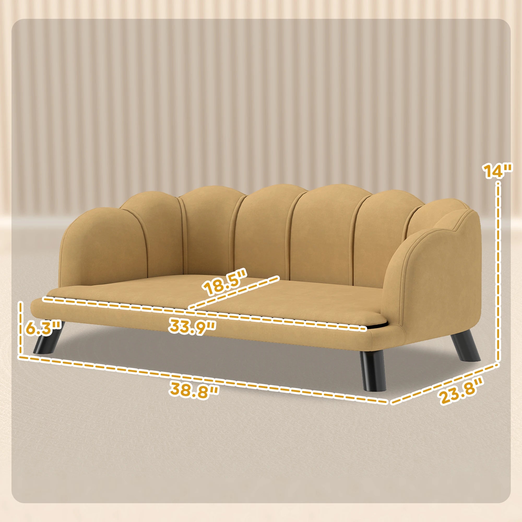 Pearl Design Pet Sofa with Solid Wood Legs (Coffee)