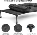 Cooling Elevated Dog Bed with Bolster Cushion (42x30in, Black)