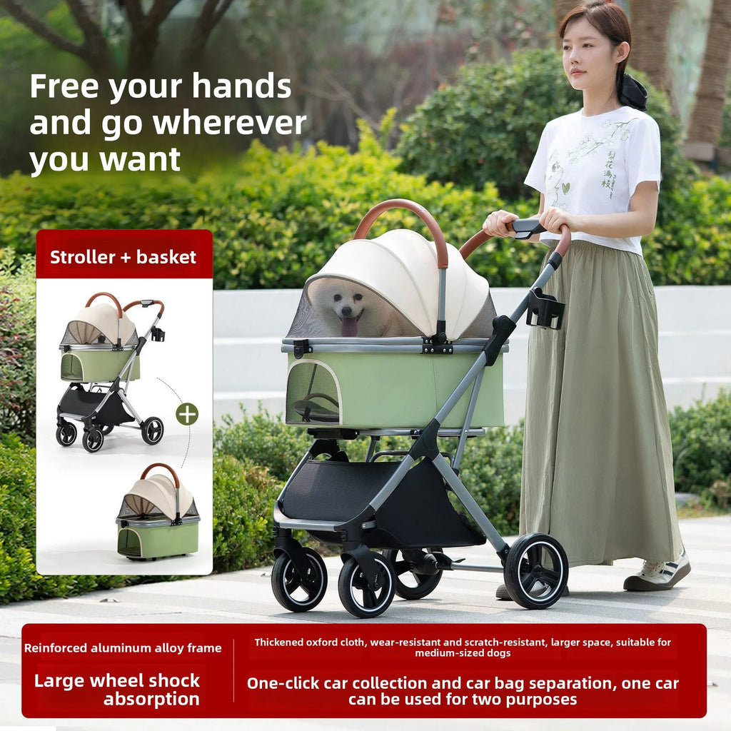 Detachable Basket Pet Stroller Ultra Lightweight Foldable For Small Medium Dogs Cats Outdoor Travel Portable Pet Carrier