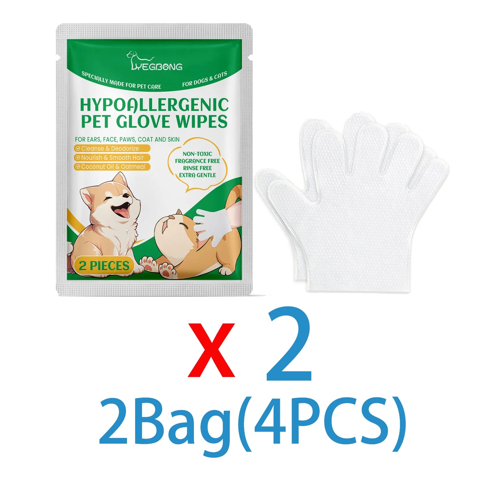 Disposable Pet Cleaning Gloves for Dogs and Cats with Coconut Oil and Glycerin Wipe Down Between Baths No Water Needed Drying