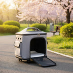 Rolling Pet Carrier Quiet Wheels Feline Carrier Suitcase Feline Travel Bag Multiple Carrying Options Easy to Clean for Outdoor