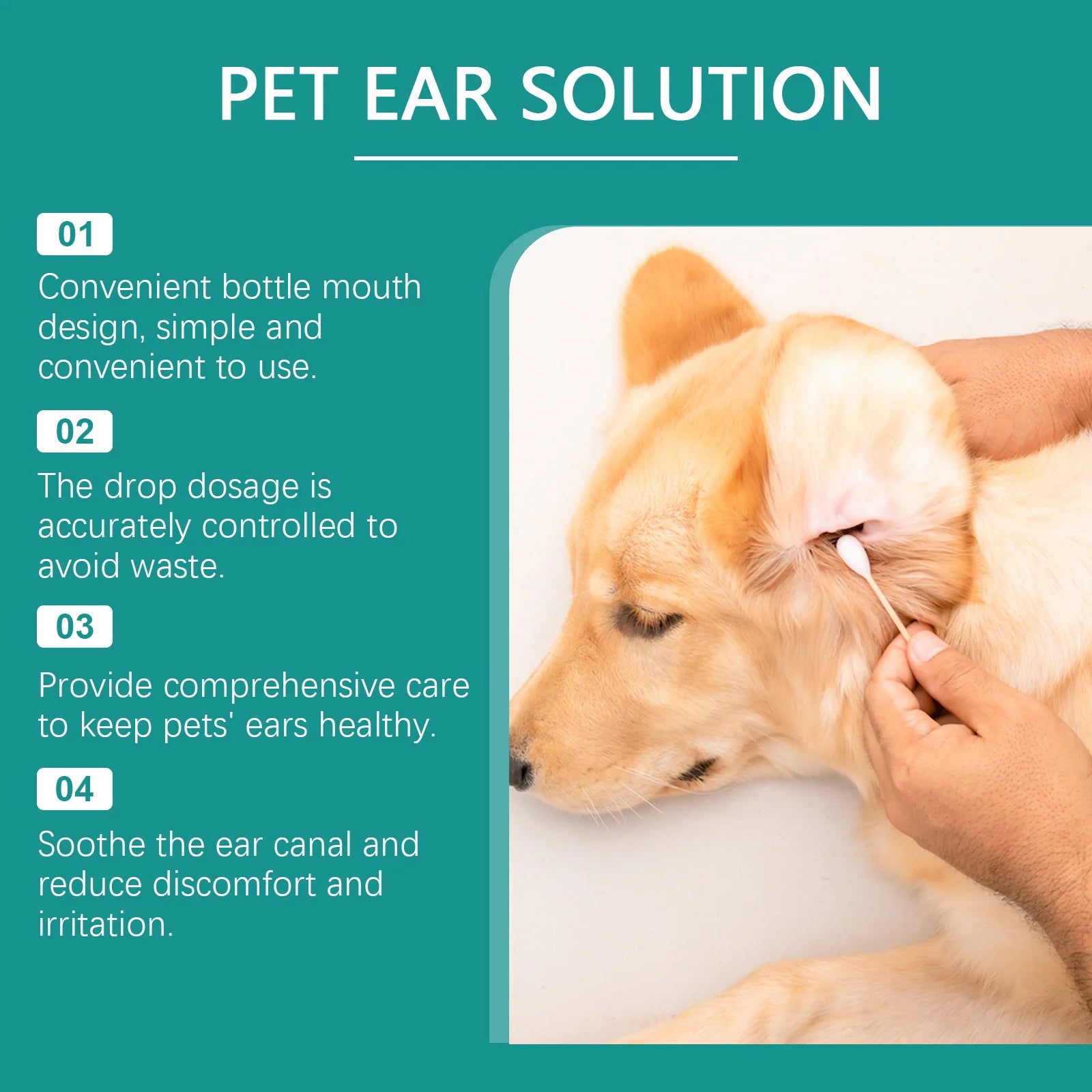 Pet Ear Cleaner Remove Ear Mites Odor Removal Dirt Relieve Itching Reduce Redness Soothing Nourishing Deodorization Pet Ear Care