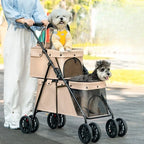 Lightweight Double-layer Pet Stroller Travel Double-layer Pet Stroller Foldable Dog and Cat Pet Outdoor Stroller