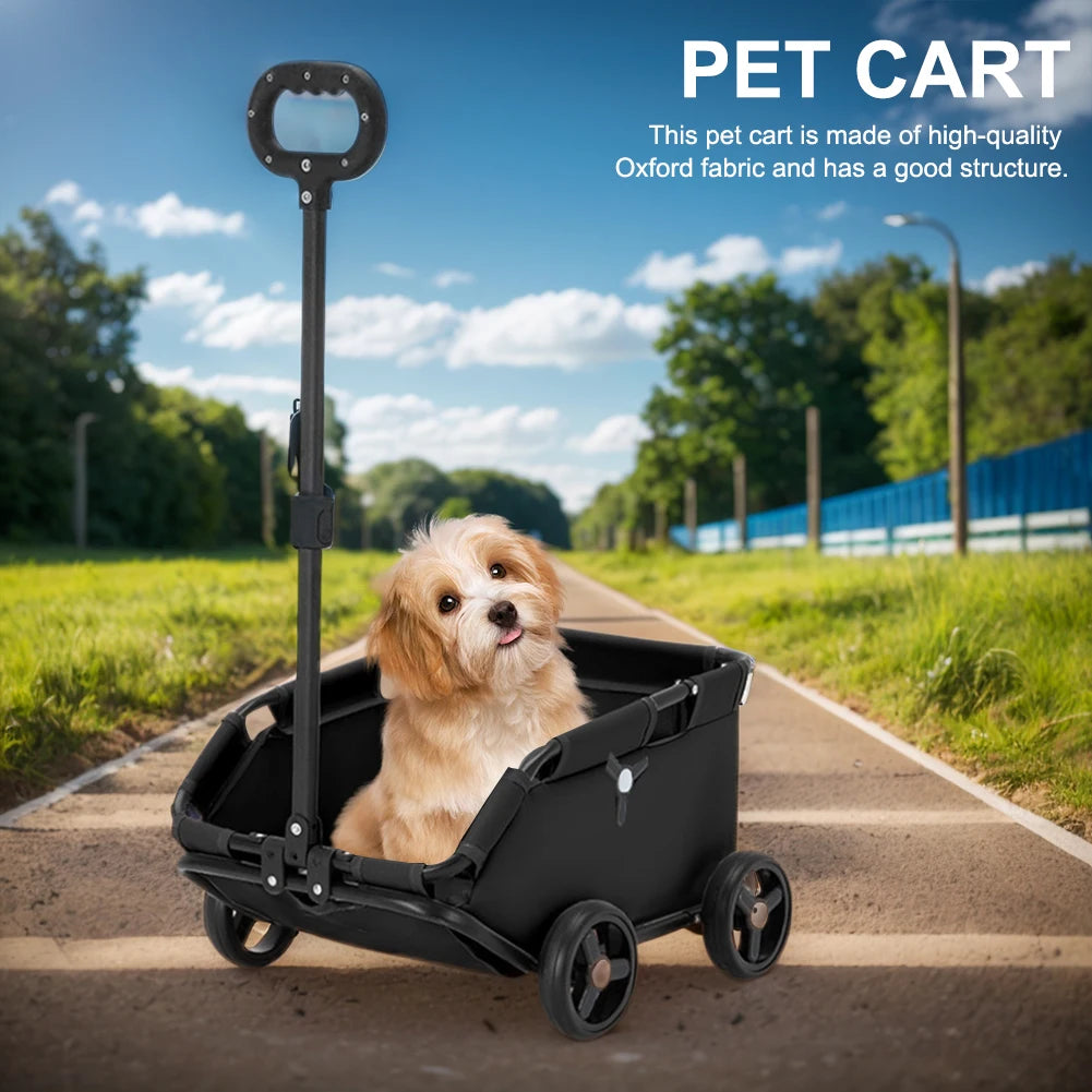 Foldable Small Pet Stroller 4 Wheels Teddy Small Pet Cart Lightweight Folding Trolley Ideal for Small Pets Outings