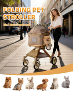 Pet Stroller for Medium Dogs & Cats Up to 55lbs, 2-in-1 Convertible Design with Removable Carrier & One-Click Folding Dog Stroller with 4Wheels