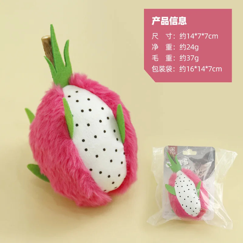 Plush Fruit Cat Chew Toy Set — Quiet Bite-Resistant Mangosteen & Durian Simulation Toys