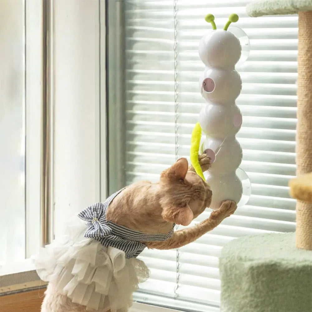 Motion-Activated Caterpillar Cat Toy with Tail — Automatic Interactive Teaser for Bored Indoor Cats