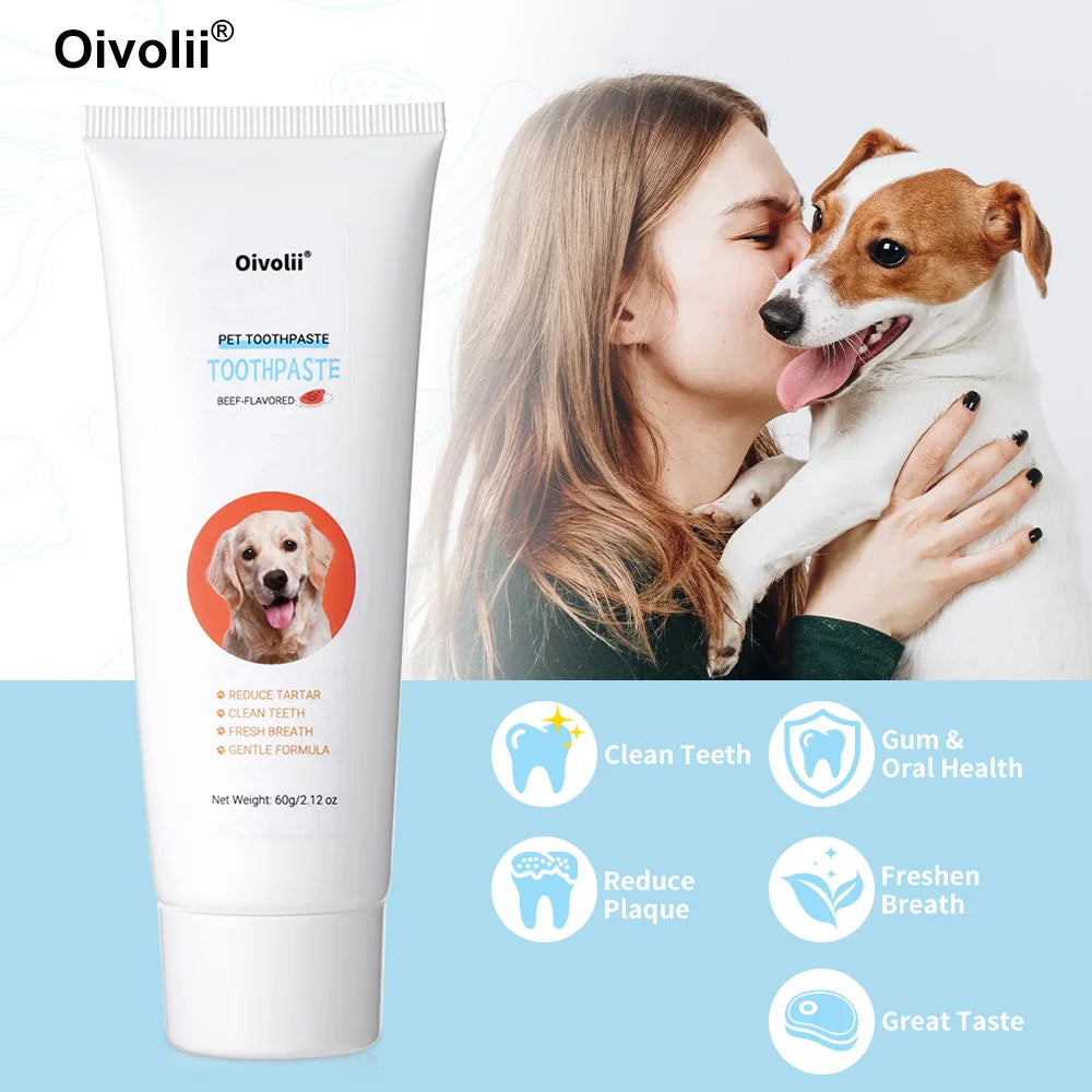 Beef Flavored Pet Toothpaste for Dogs & Cats Gentle Oral Care Formula Reduces Tartar Daily Use Freshens Breath Favorite with Bee