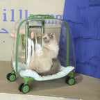 et Carrier Backpack with Wheels Transparent Capsule Design, Lightweight Travel Bag for Cats Small Dogs Puppies