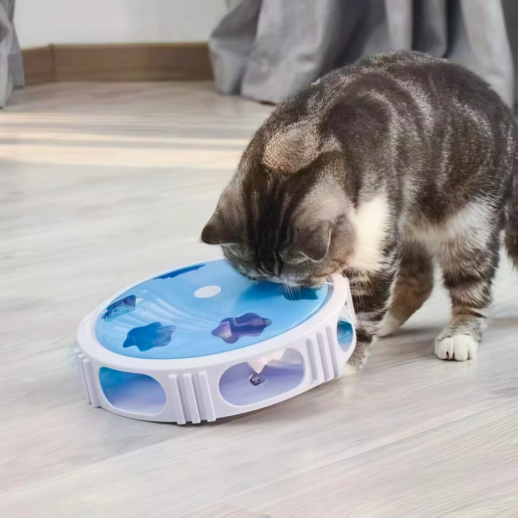 Electric LED Cat Turntable Feather Toy — Auto-Rotating Light-Up Interactive Cat Toy