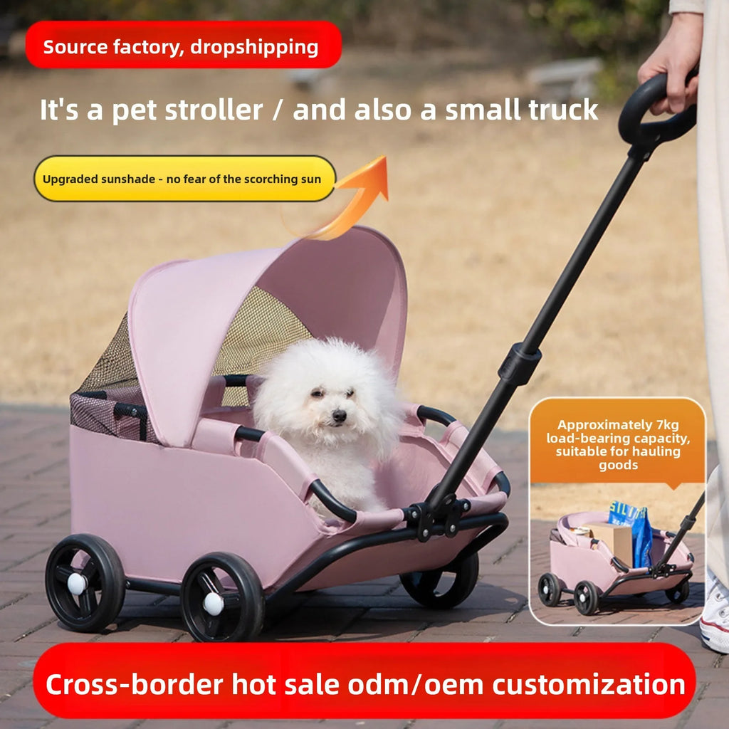 Small Pet Stroller for Dogs Cats Teddy Portable Foldable Outdoor Puppy Cat Carrier Travel Hand Pushchair
