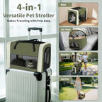 Double Pet Stroller for Dogs and Cats: Dog Stroller Foldable Travel Carriage with Detachable Carriers, Safety Belts, and 4 Lock