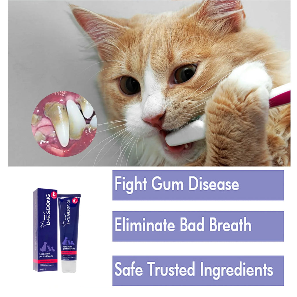 Pet Oral Cleaning Toothpaste Freshen Breath Reduce Yellowing Remove Tartar Cat Dog Gentle Teeth Brightening Toothpaste For Pets