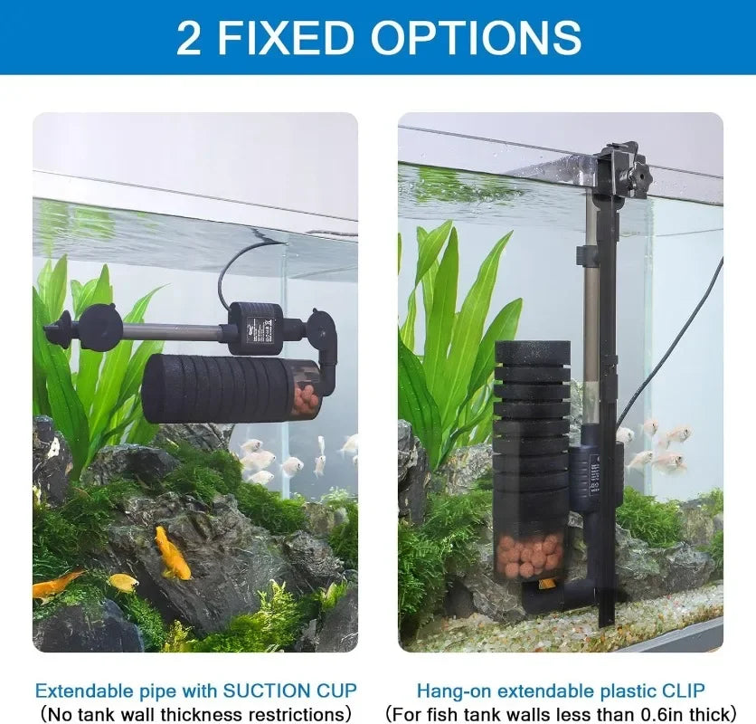 USB Aquarium Sponge Filter (Quiet, Wave Maker, Oxygenator, Freshwater & Saltwater)