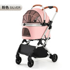 STLFLightweight Foldable 4-Wheel Pet Stroller for Medium and Large Dogs Teddy Babies and Small Pets Convenient Travel Cart