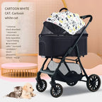Pet Stroller for Dogs and Cats Going Out Detachable and Foldable Lightweight Small Cart for Walking Dogs and Walking Cats Teddy