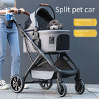 2025 2-in-1 Pet Stroller & Carrier for Small Pets - Lightweight Detachable Foldable Cart - Portable Travel System for Dogs Cats