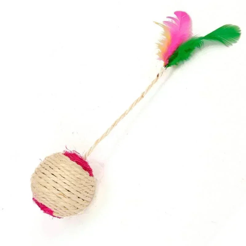 Sisal Feather Scratching Ball Cat Toy — Interactive Training & Play Toy for Kittens