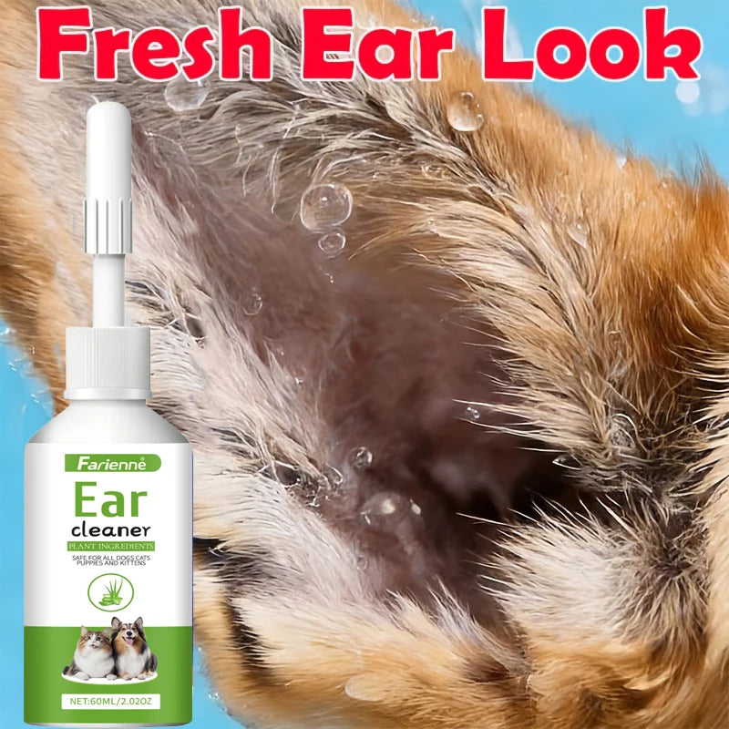 60ml Natural Herbal Pet Ear Wash For Dogs Cats Clear Earwax Dirt Mild Daily Home Ear Care Gentle Easy Use Cleaning Fluid