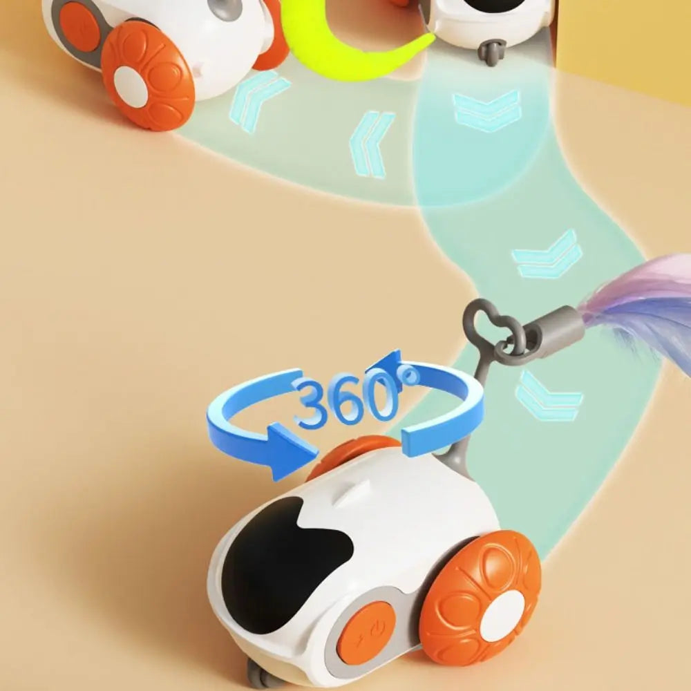 Rechargeable RC Smart Rolling Turbo Tail Cat Toy — Automatic Electronic Moving Car for Cats