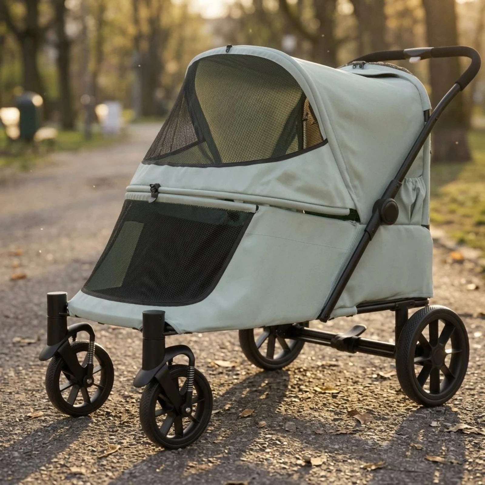 Folding Dog Stroller Single-Press Fold Soft-Sided Pet Stroller Ventilated