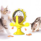 Cat Treat Wheel Puzzle Feeder — Interactive Food Dispensing Toy for Indoor Entertainment