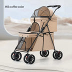 Foldable Pet Stroller for Cats Small Dogs Lightweight Portable Design with Safety Belt Outdoor Travel Pet Carrier Pet Walking