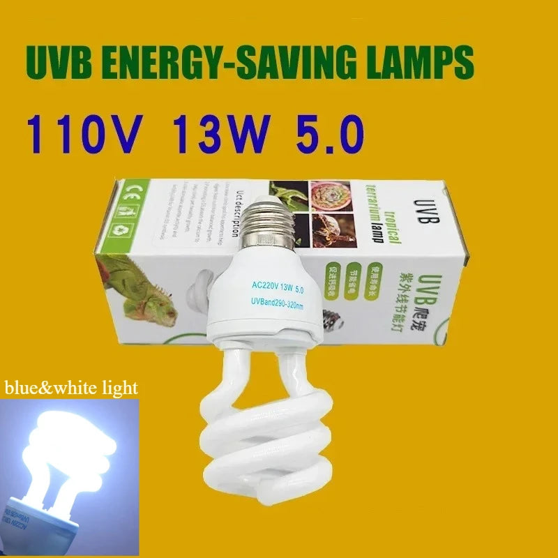 5.0/10.0/15.0 UVB Reptile Heating Lamp Lizard Calcium Supplement Lamp Energy Saving Light Bulb for Turtle Terrarium 110V/220V