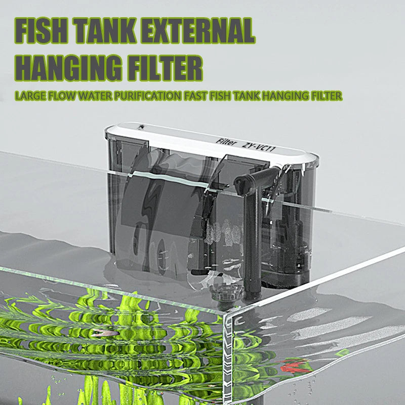 Wall-Mounted 3-in-1 Aquarium Waterfall Filter Pump (110V/220V, External Circulation, Oxygenation)