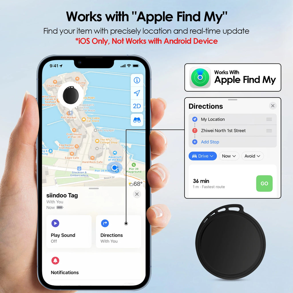 AirTag Compatible Anti-Loss GPS Tracker for Cars, Pets, Dogs, Kids & Elderly - Universal Locator