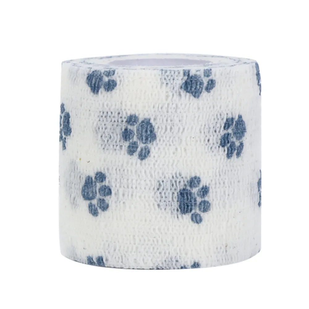 Elastic Fiber Pet Self-adhesive Bandage Non-woven Fabric Breathable Elastic Cohesive Tape Stretchable Printed Paw Pattern