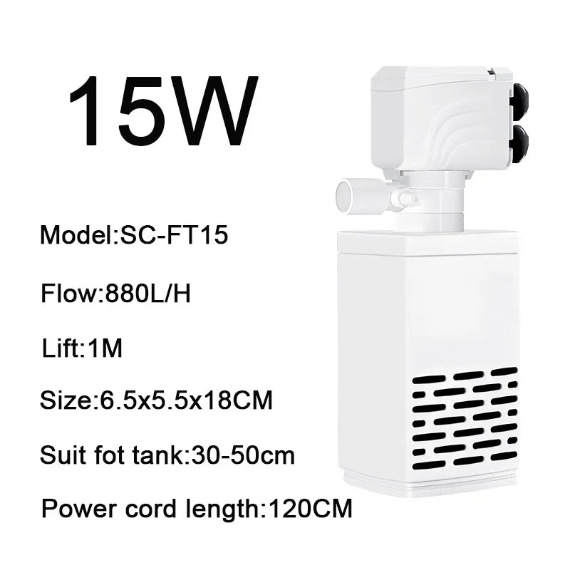 3-in-1 Silent Submersible Aquarium Filter Pump (220V, Aerator, Wave Maker, Water Changer)